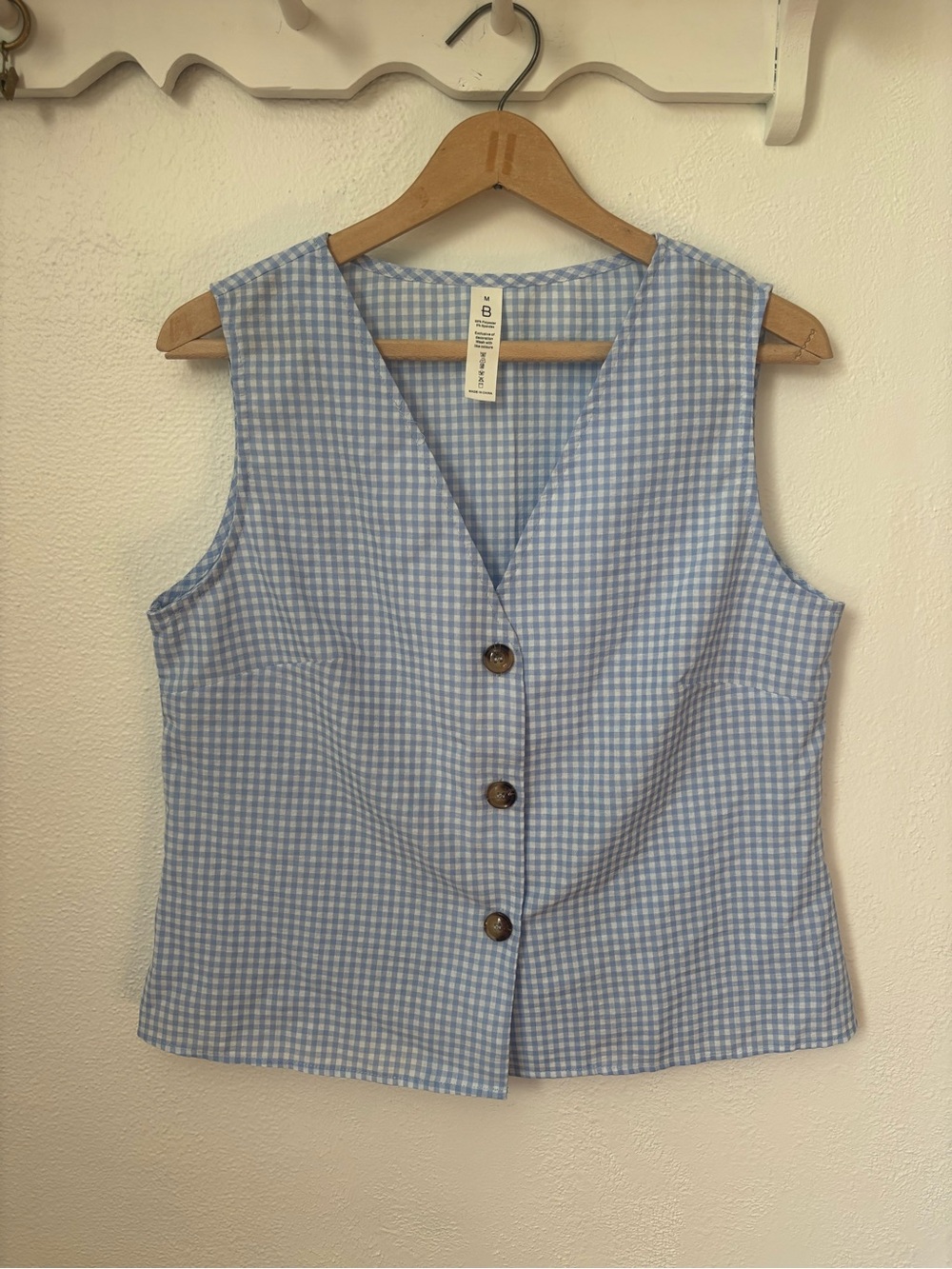 B Collection by Bobeau Gingham Button Front Tank Top M Cottagecore Coquette
